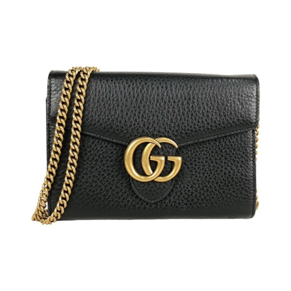 Gucci GG Marmont Chain Wallet Shoulder Bag Black